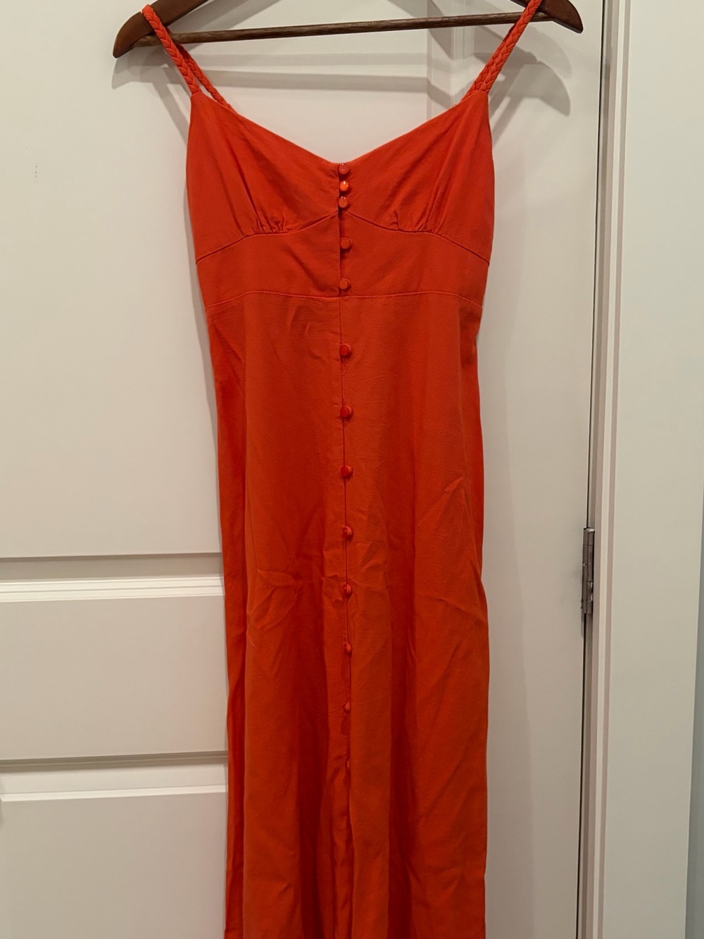 Orange linen maxi dress